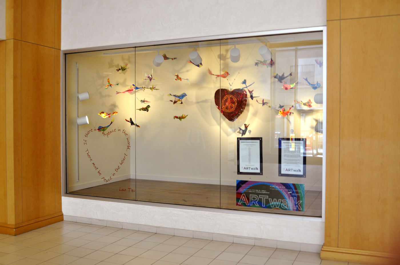 Mosiac Heart with Birds in a window display
